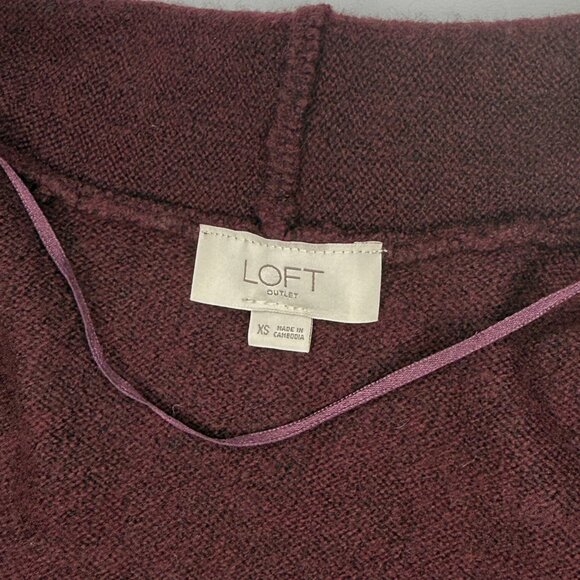 Loft Woman's Open Cardigan Sweater, Burgandy, Size XS, Super Soft - Picture 2 of 6